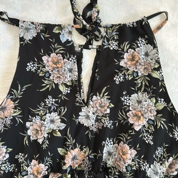 Torrid Floral Black Dress Sheer with Lining Plus Size 3 Keyhole Front and Back - Picture 7 of 11